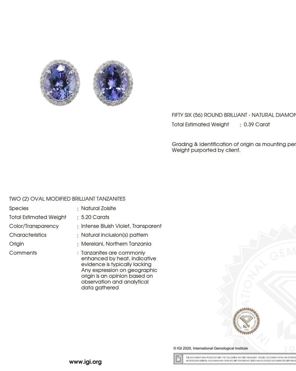 True Love Earrings 5.2ct Tanzanite and diamond stud earrings