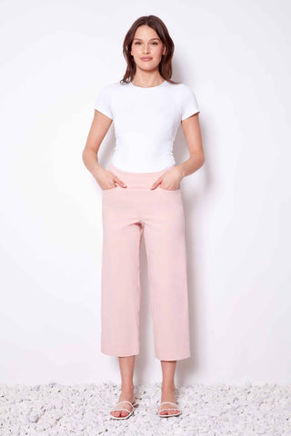 UP! Women's Pants Pink / 4 UP Linen Effect Techno Cropped Pant