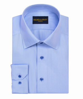Wilkes & Riley Blue Herringbone Dress Shirt Wilkes & Riley