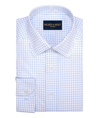 Wilkes & Riley Blue Large Check Spread Collar Dress Shirt