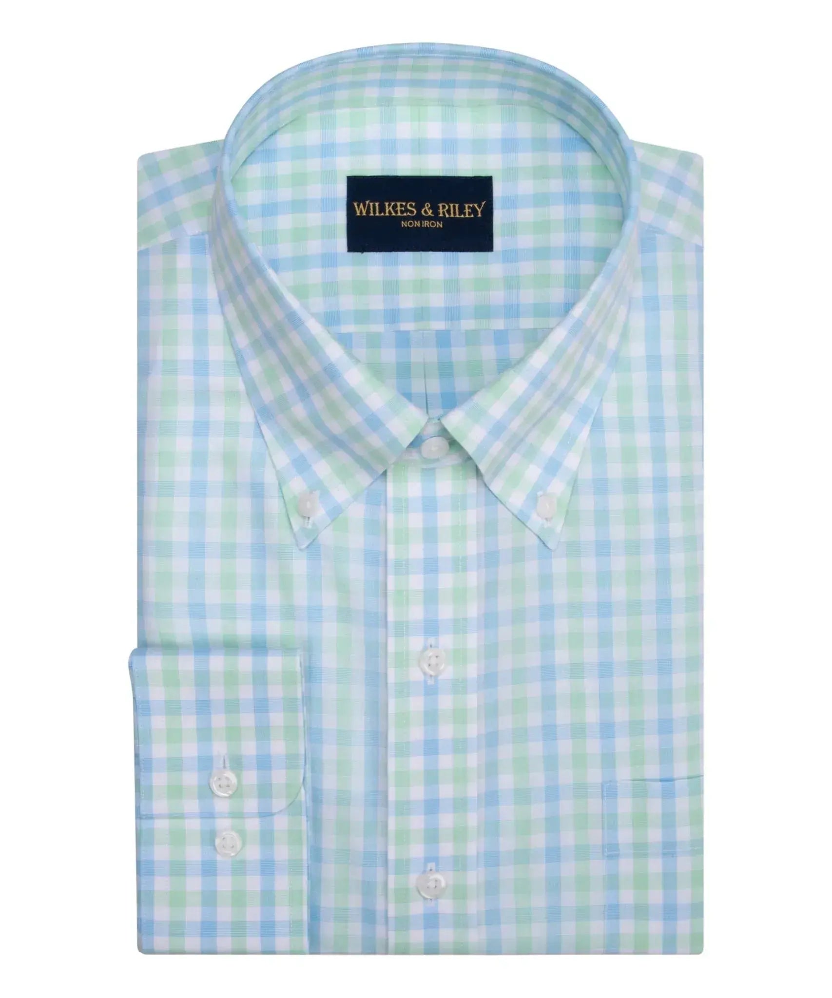 wilkes and riley dress shirts Wilkes & Riley Framed Houndstooth Spread Classic Fit Blue / X-Large/17.5