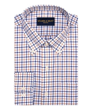 Wilkes & Riley Tan/Navy Check Long Sleeve Shirt