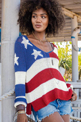 Wooden Ships Chunky Flag V Sweater