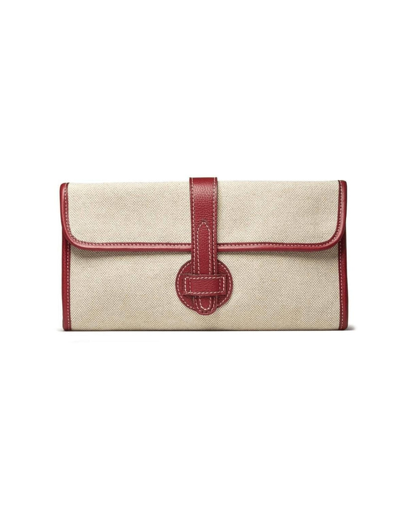 Canary Palm Handbags Light Linen with Red Leather Clutch