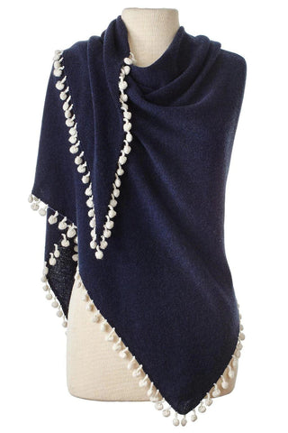 Captiva Cashmere Pom-Pom Triangle Wrap