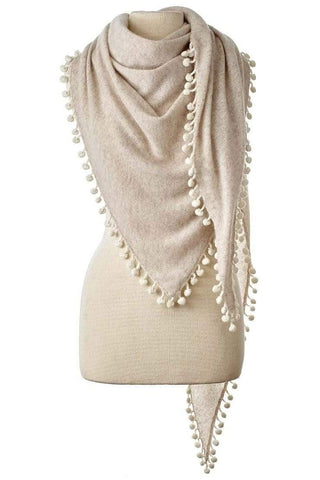 Captiva Cashmere Pom-Pom Triangle Wrap