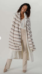 Captiva Cashmere Women's Poncho/Topper Mocha Captiva Striped Cashmere Travel Wrap