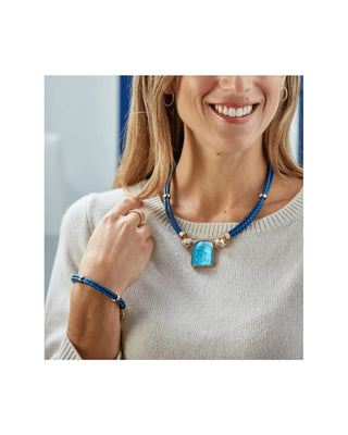 Clara Williams Aspen Leather Braided Bracelet Denim Blue