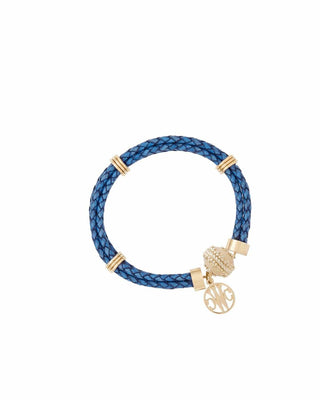 Clara Williams Aspen Leather Braided Bracelet Denim Blue