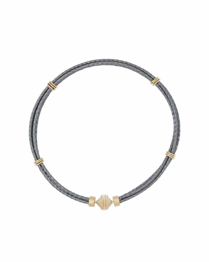 Clara Williams Necklaces Aspen Braided Leather Dark Silver Necklace