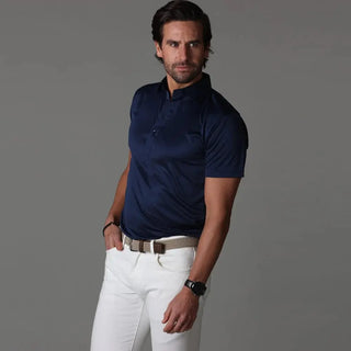 Collars & Co. Navy Semi Spread Collar Polo