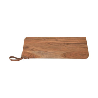 20x8 Acacia Wood Cutting Board w/ Leather Handle