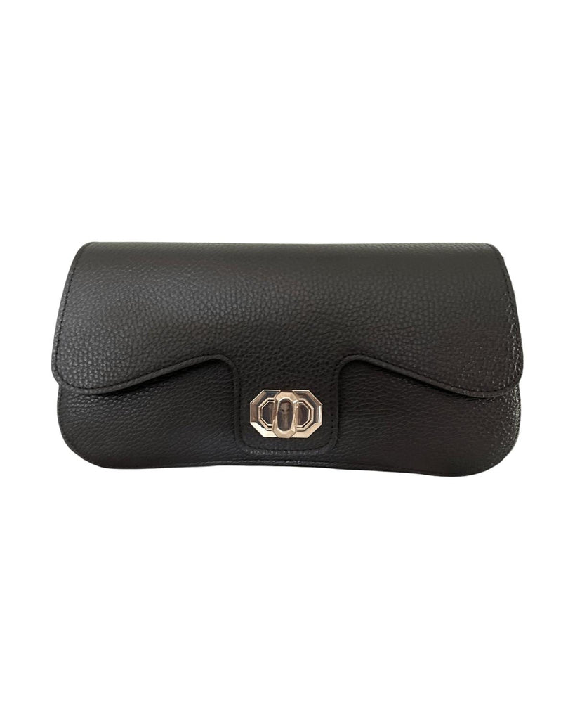 HHB Handbags Black Trina Italian Pebble Leather City Bag