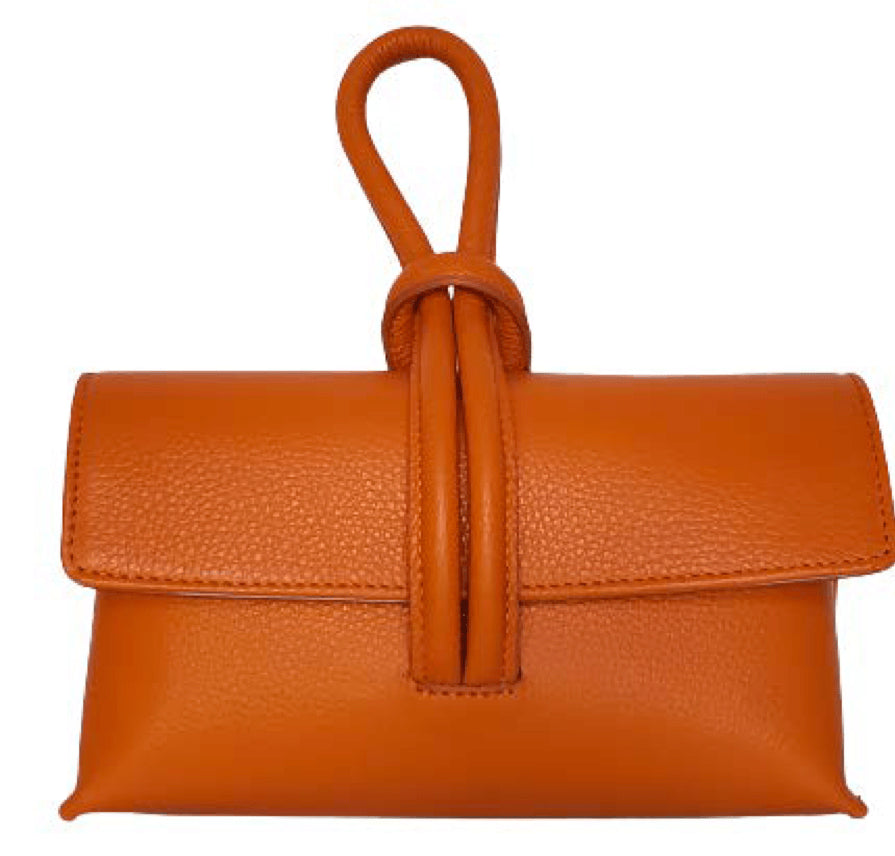 HHB Handbags Orange Nina Italian Leather Small Wrist Bag