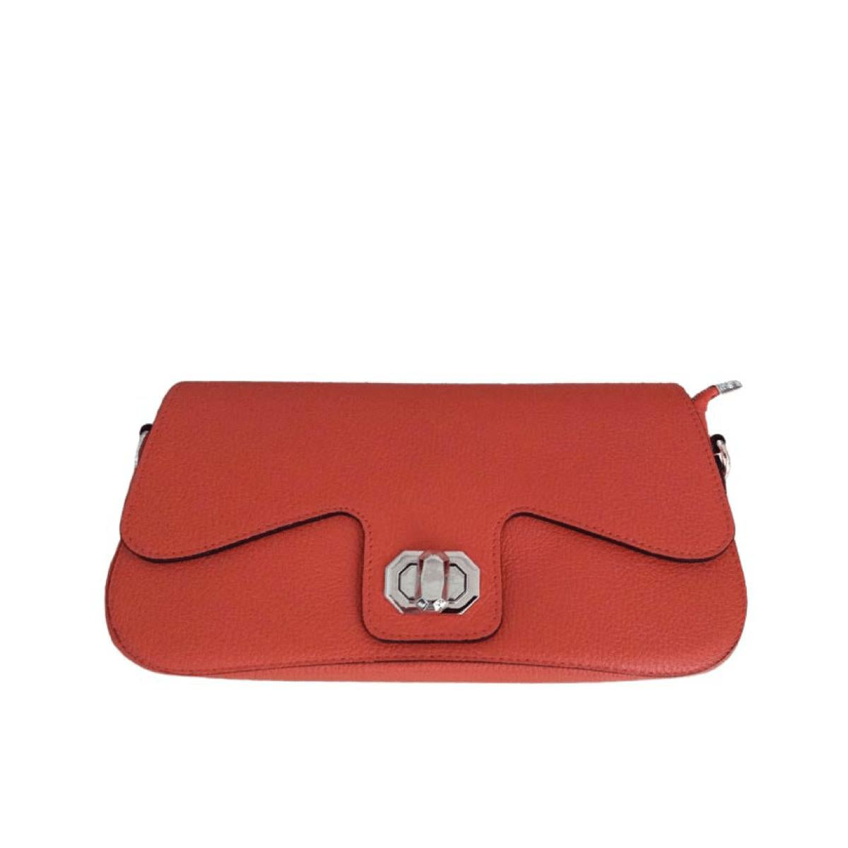 HHB Handbags Orange Trina Italian Pebble Leather City Bag