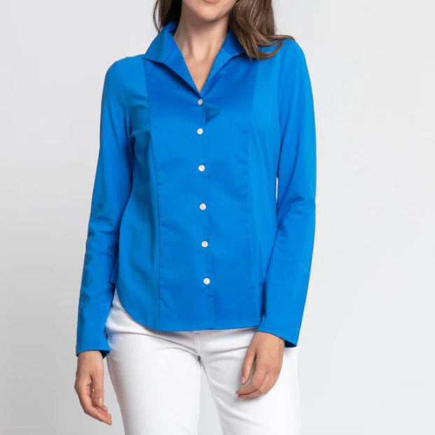 Hinson Wu Women's Shirts & Tops Azure / Extra Small Donna Classic Fit Wing Collar