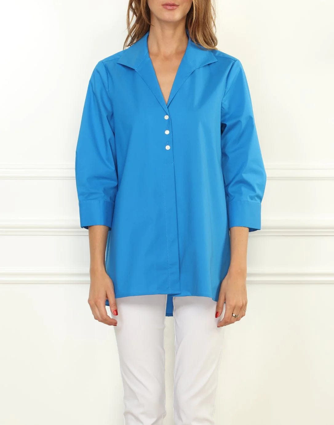 Hinson Wu Women's Shirts & Tops Cerulean / 4 Betty Wing Collar 3/4 Sleeve Tunic