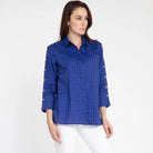 Hinson Wu Women's Shirts & Tops Marine Dot / Extra Small Eleanor 3/4 Sleeve Dot Print Shirt