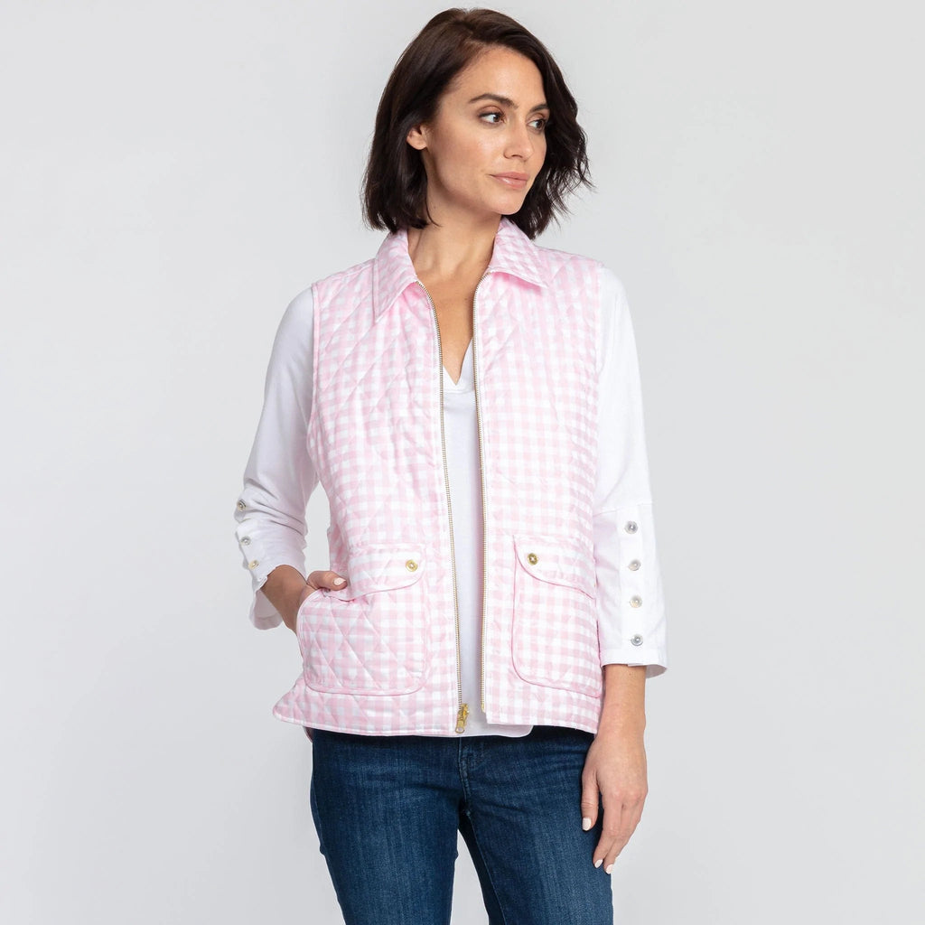 Hinson Wu Women's Vest Soft Pink/White / Extra Small Lauren Reversible Gingham Vest