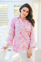 ILinen Women's Shirts & Tops Pink Zebra / Extra Small Classic Button Down Shirt Pink Zebra