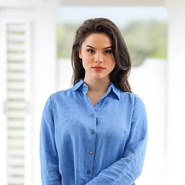 ILinen Women's Shirts & Tops Sky Blue / Small Classic Button Down Shirt Denim