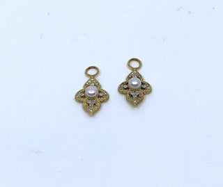 Jude Frances Earrings Earring Charms in 18K Yellow Gold Diamonds .18 TCW 6mm Pearl