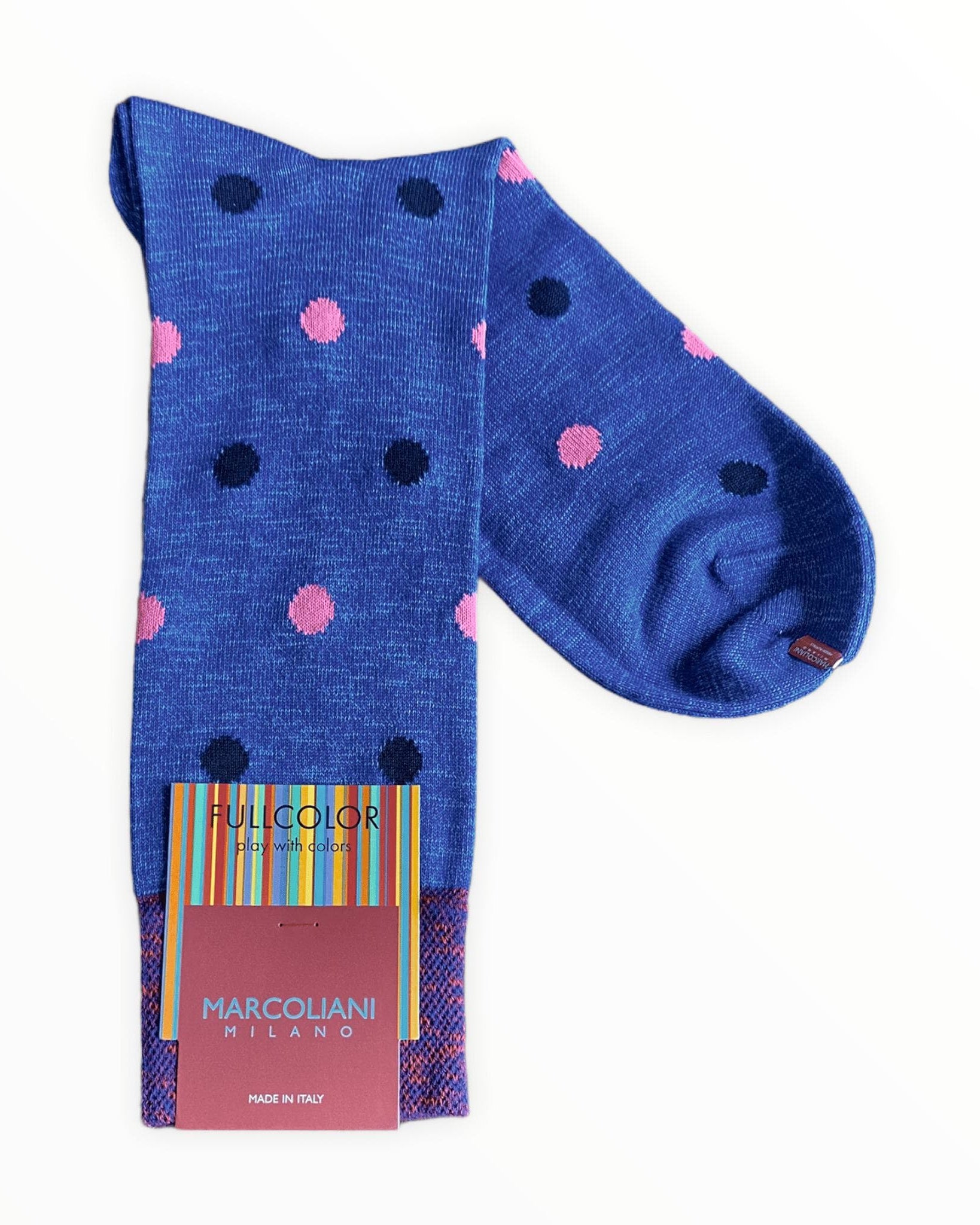Marcoliani Men's Socks Atlantis Blue Pima Cotton Fluo Dots
