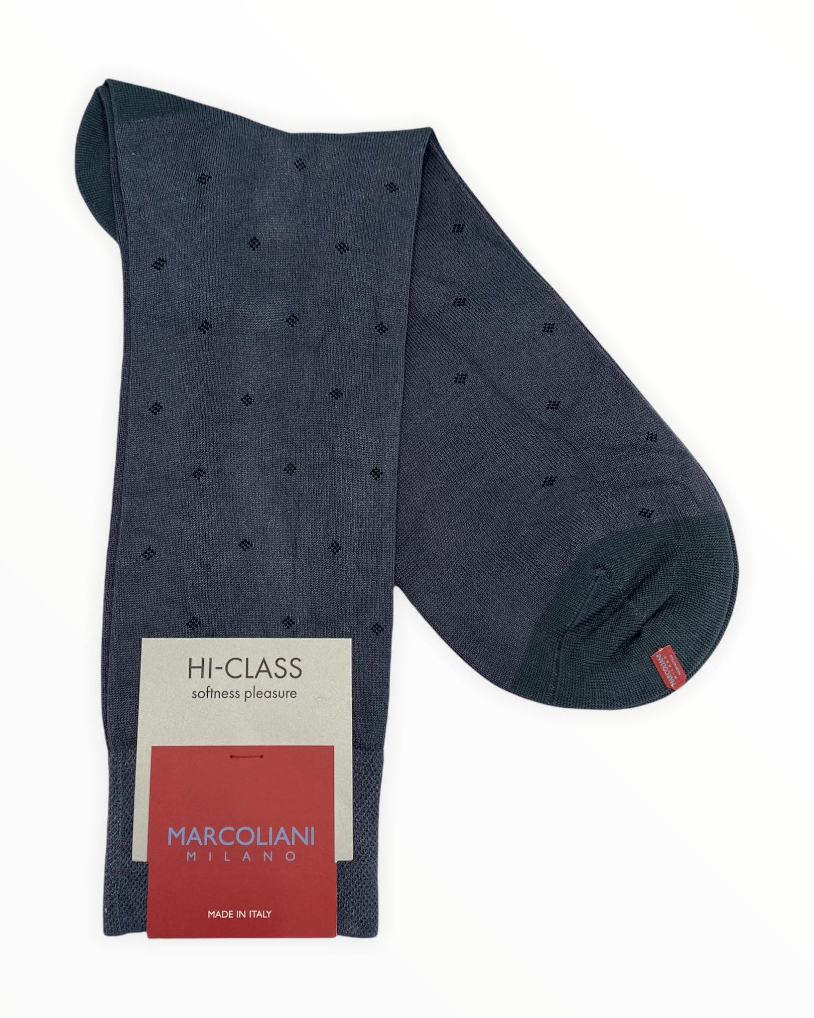 Marcoliani Men's Socks Flannel Grey Micro Diamond Modal Socks