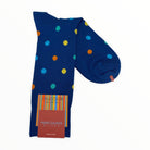 Marcoliani Men's Socks Royal Blue Pima Cotton Multicolor dots 4402T