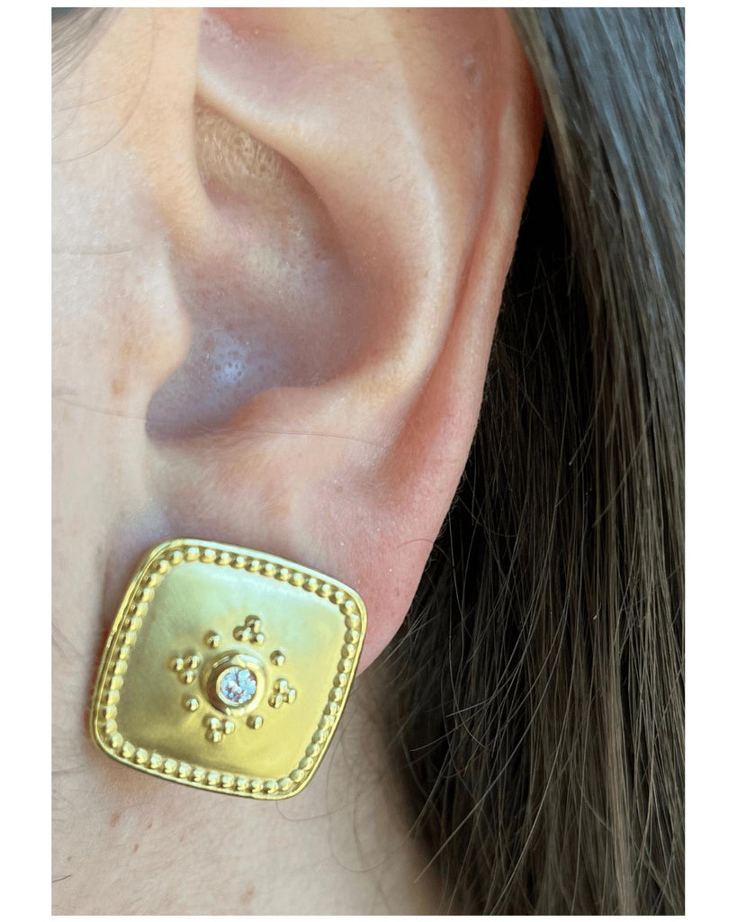 Mazza Earrings Cushion 14kt Granulation .20ct earring