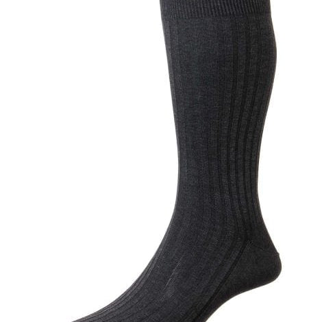Pantherella Men's Socks Dark Grey Pantherella Danvers Ribbed Socks - 5614