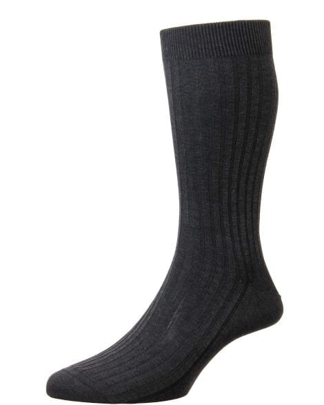 Pantherella Men's Socks Dark Grey Pantherella Danvers Ribbed Socks - 5614