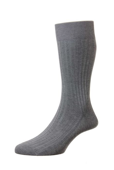 Pantherella Men's Socks Mid Grey Pantherella Danvers Ribbed Socks - 5614