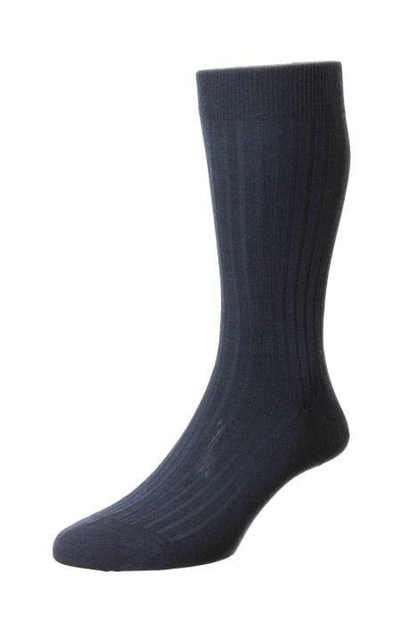 Pantherella Men's Socks Navy Pantherella Labernum Ribbed Sock