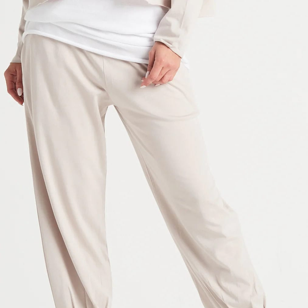 PLANET by Lauren G Women's Pants Putty / 1 Pima Cotton Pinched Pleat Pants