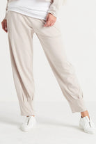 PLANET by Lauren G Women's Pants Putty / 1 Pima Cotton Pinched Pleat Pants