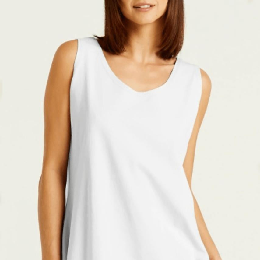PLANET by Lauren G Women's Shirts & Tops Cotton / White / 1 Planet Shirttail Tank