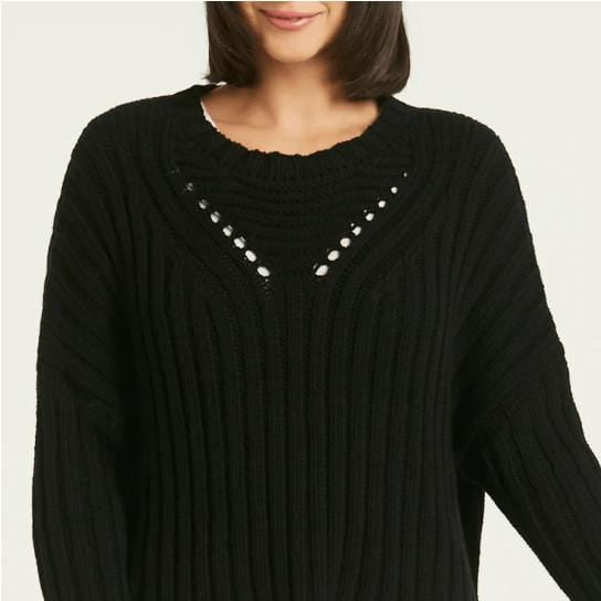 PLANET by Lauren G Women's Sweaters O/S / Black Pima Cotton Chunky Crewneck