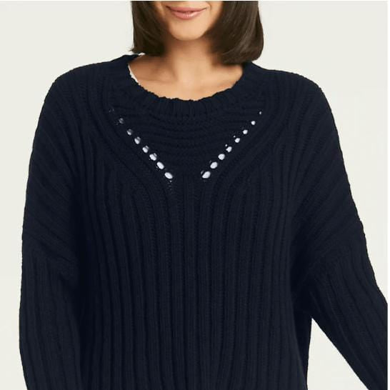 PLANET by Lauren G Women's Sweaters O/S / Midnight Pima Cotton Chunky Crewneck