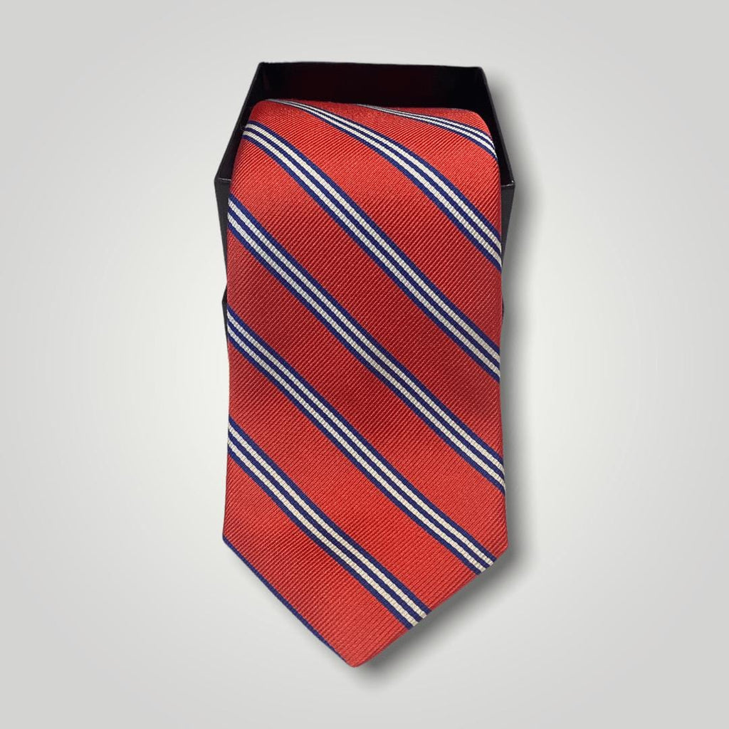 R. Hanauer Men's Necktie Coral Brooks Stripe Necktie