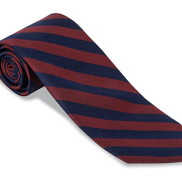 R. Hanauer Men's Necktie Navy Burgundy Stripe Bar Tie