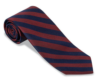 R. Hanauer Men's Necktie Navy Burgundy Stripe Bar Tie