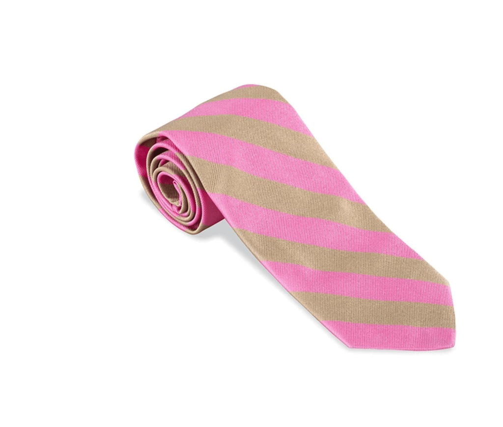 R. Hanauer Men's Necktie Pink/Khaki Kensington Stripe Necktie