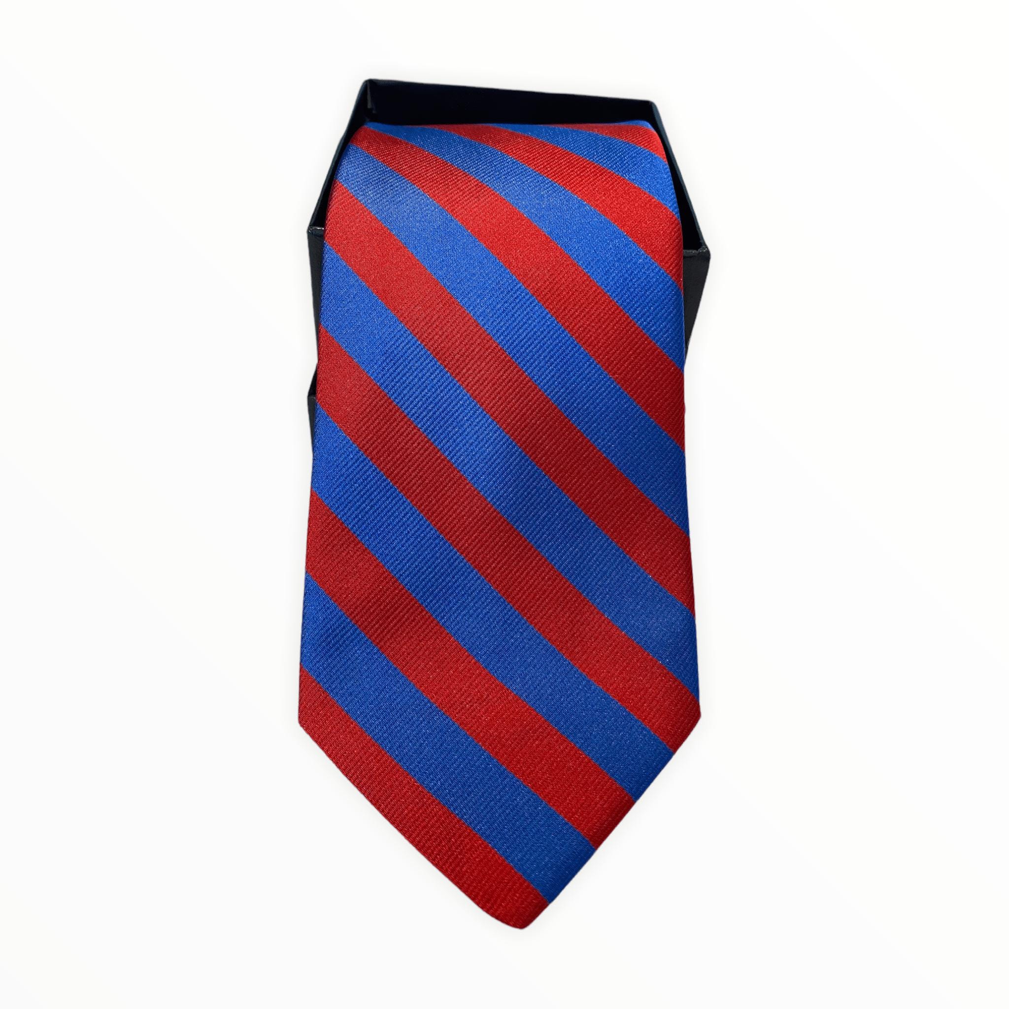 R. Hanauer Men's Necktie Royal/Scarlet Stripe Bar Tie