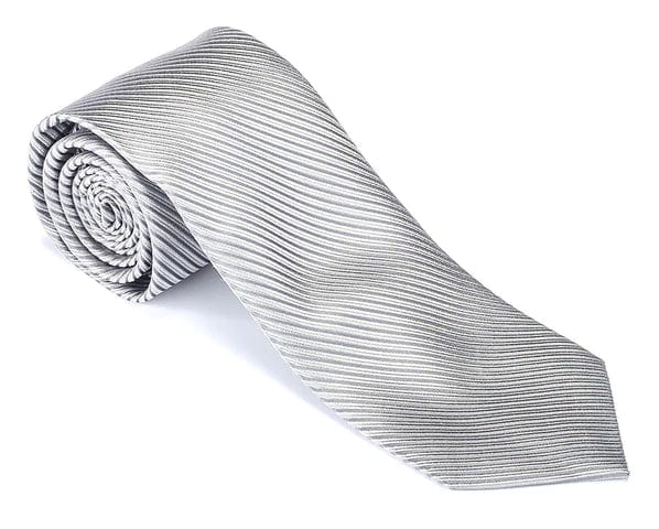 R. Hanauer Men's Necktie Silver Silk Ottoman Necktie