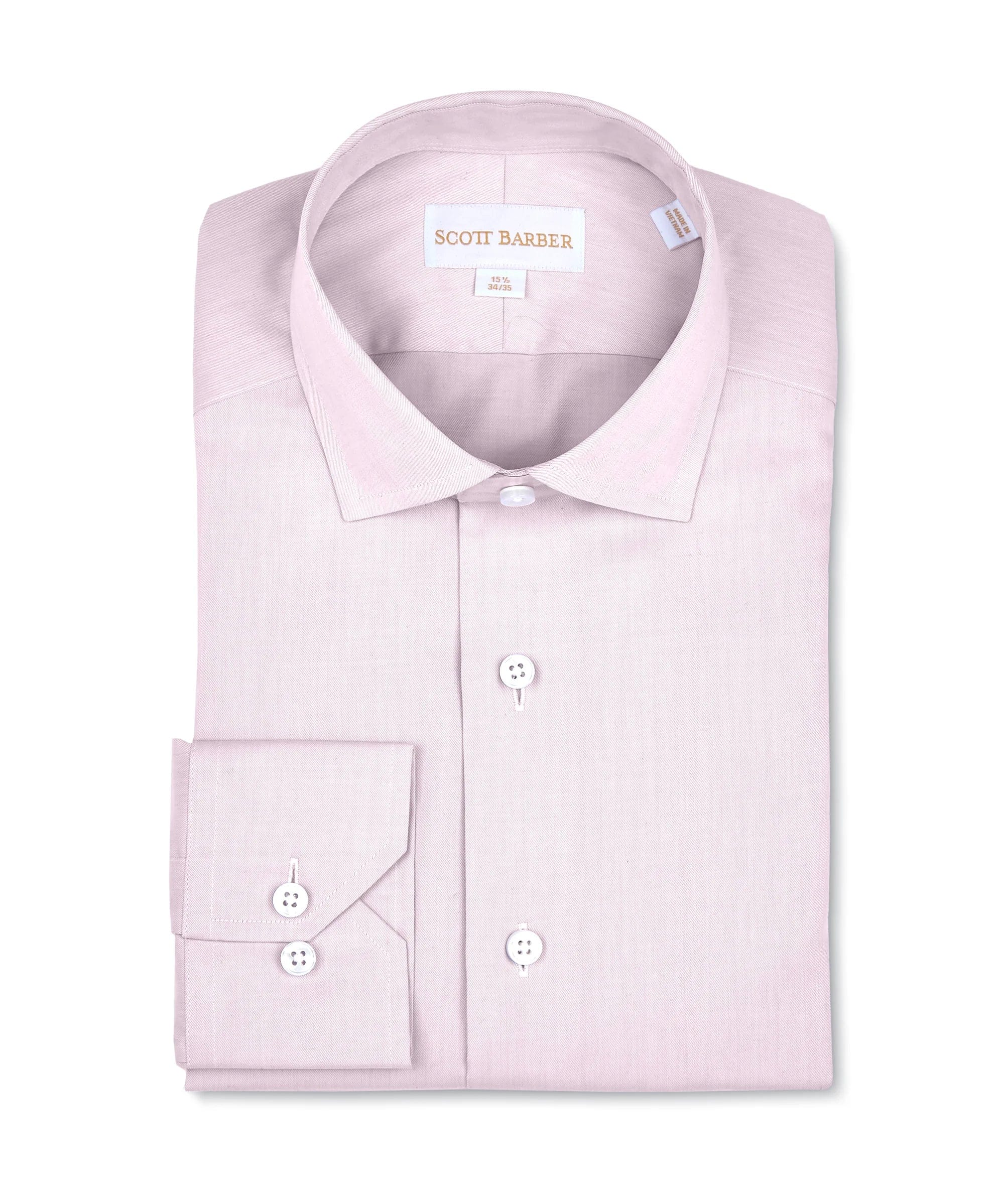 Scott Barber Men's Dress Shirts Scott Barber Solid Pink Fine Twill