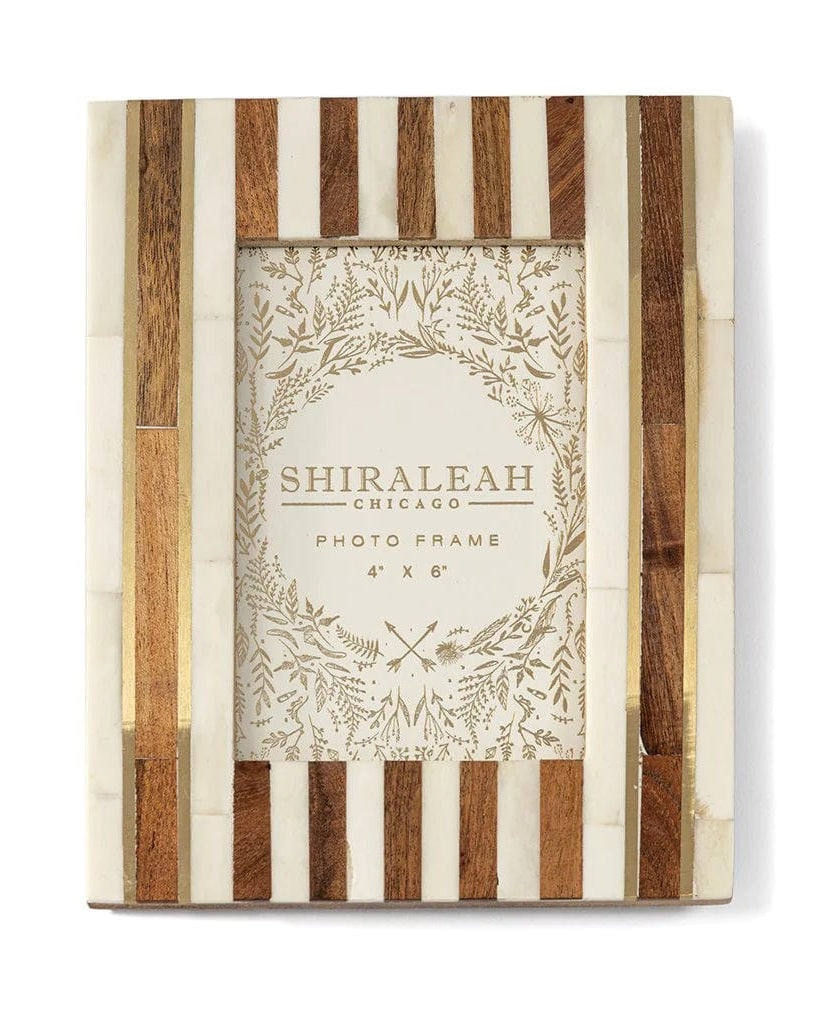 Shiraleah Picture Frames Ariston Wood and Ivory Stripe 4x6 Frame