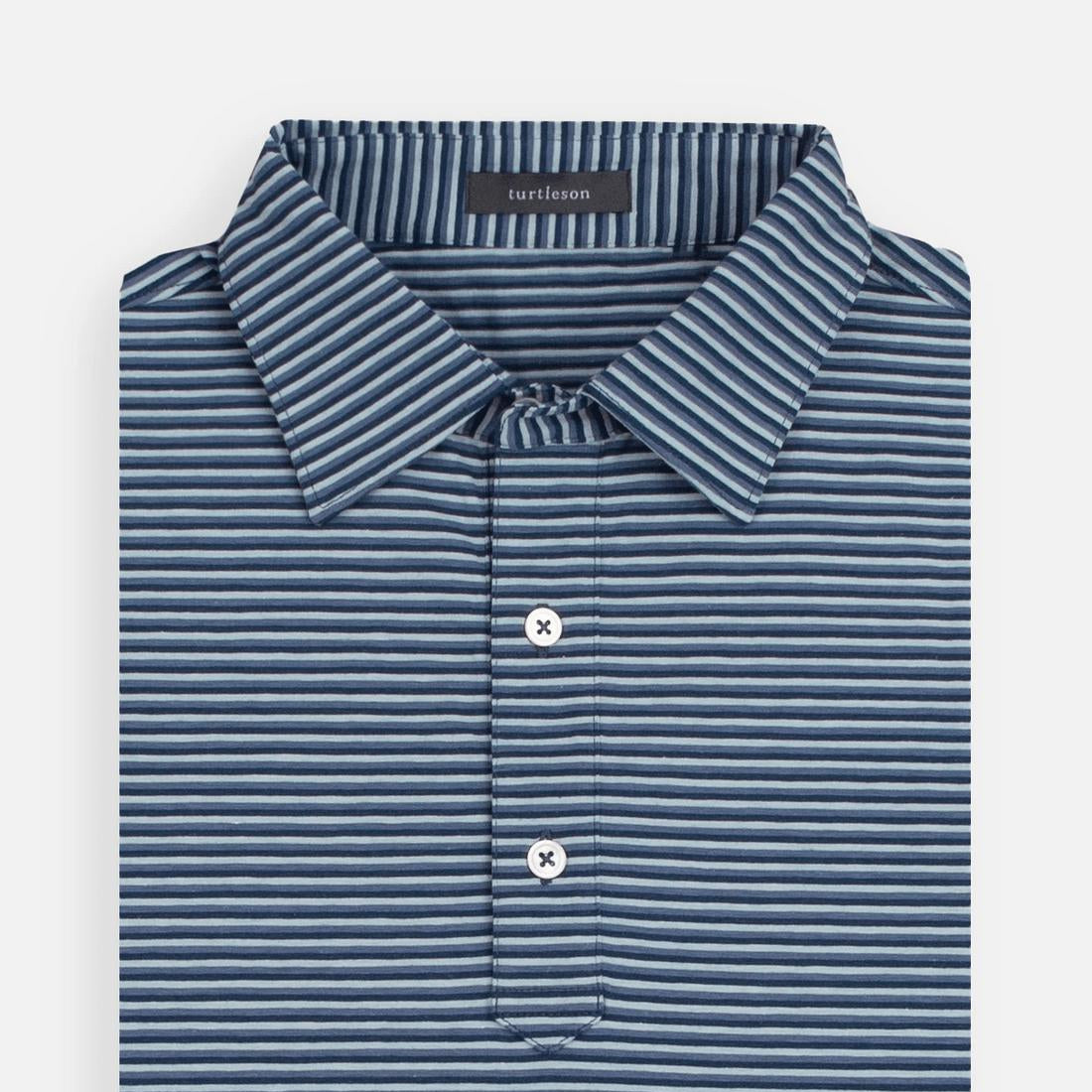 Turtleson Men's Shirts Navy/Denim / Med Jack Stripe Cotton Polo