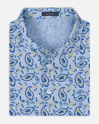 Turtleson Warren Paisley Performance Pique Polo Sky/Daisy