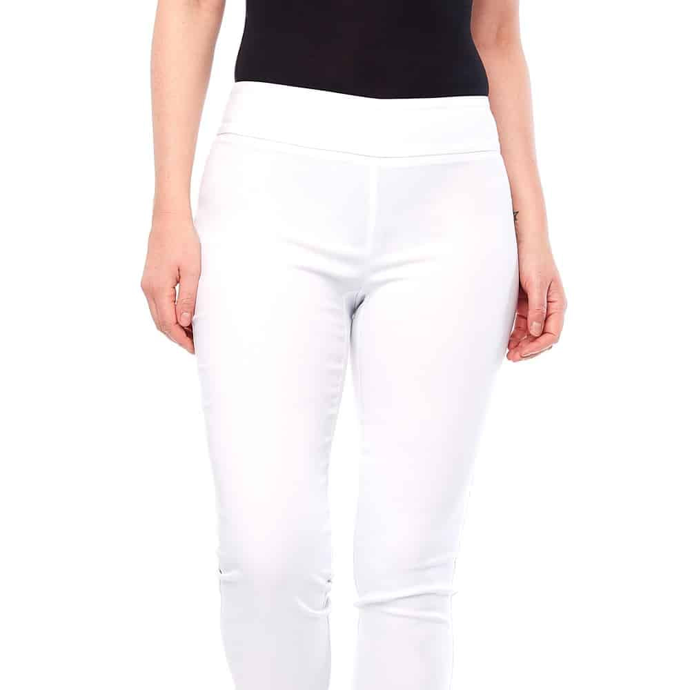 UP! Women's Pants White / 6 Solid Slim Ankle Pant